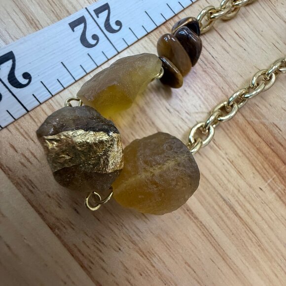 Gold-Tone Multi-Strand Necklace W/ Brown & Black Beads Chunky Design Fashion Jew - Picture 9 of 16